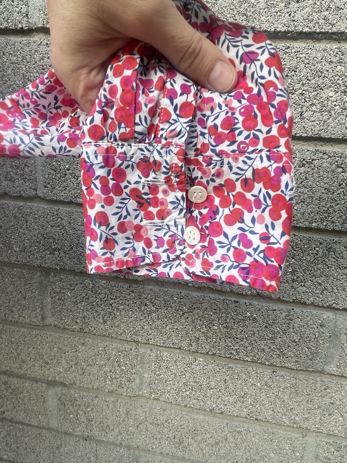 The Perfect Shirt With Liberty Art Fabrics ~0 Red Pink White Floral Berries Top