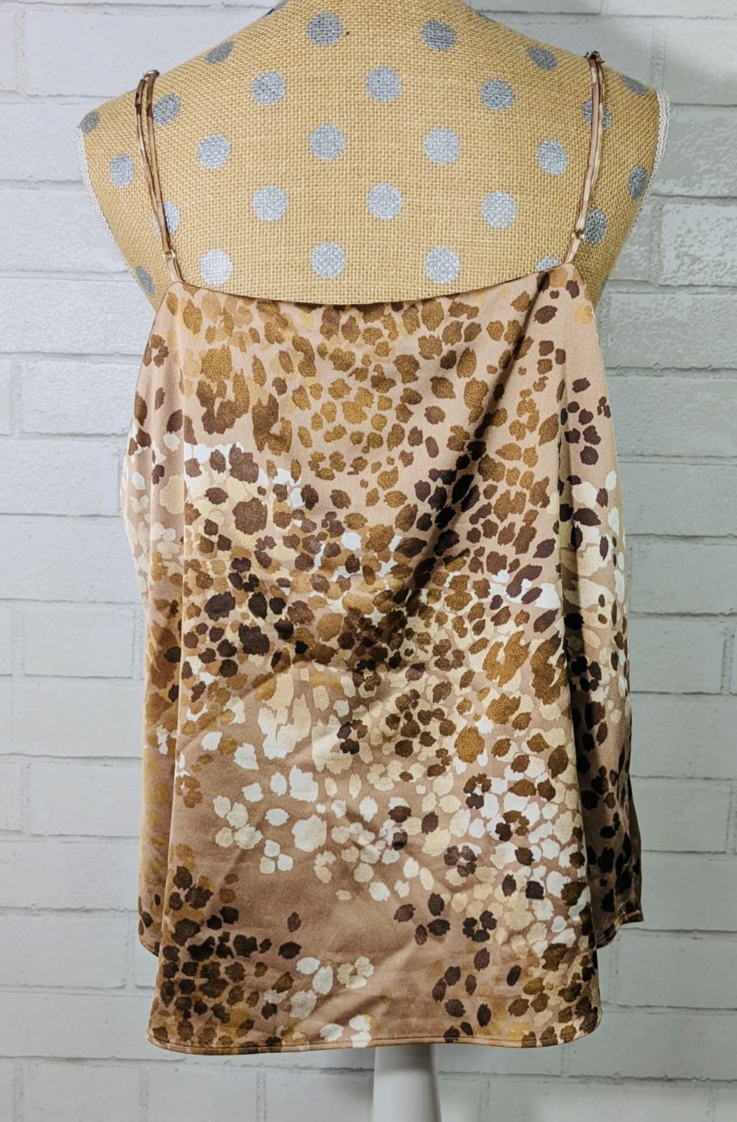 Ann Taylor Women’s Animal Print Satin Cami Tank Top Adjustable Spaghetti Straps
