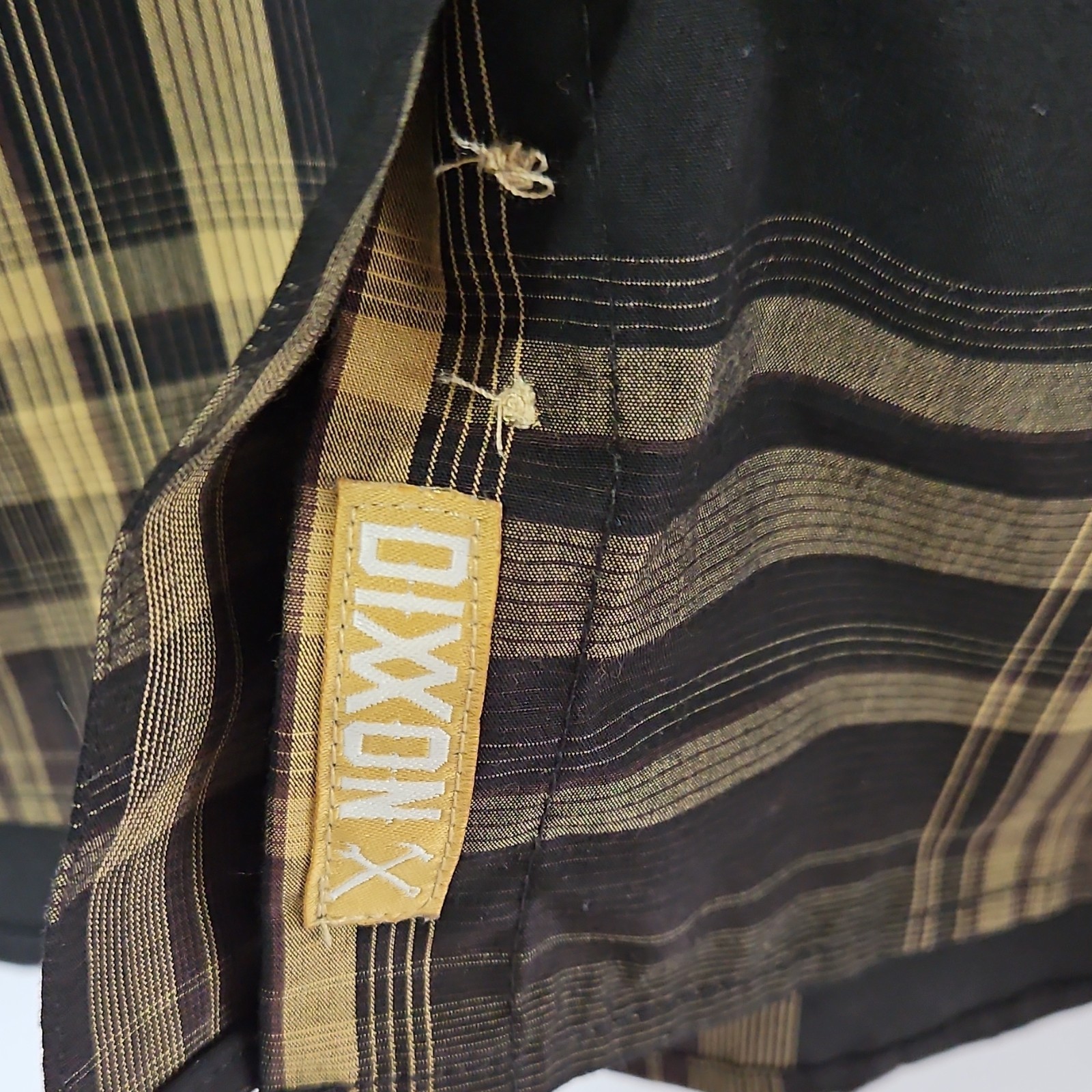 Dixxon The XXXpresso Womens Shirt Large Black Gold Plaid Bamboo Short Sleeve