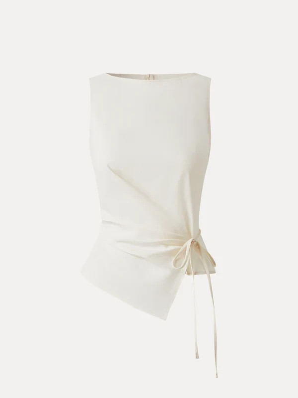 OGL Women’s Lyocell-Linen Blend Boatneck Waist-Defined Top – No Import Fees