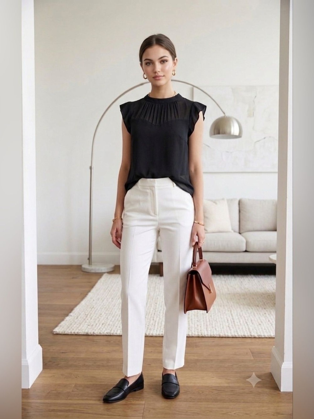 Monteau Los Angeles Black Flutter Sleeve Illusion Blouse – Size S
