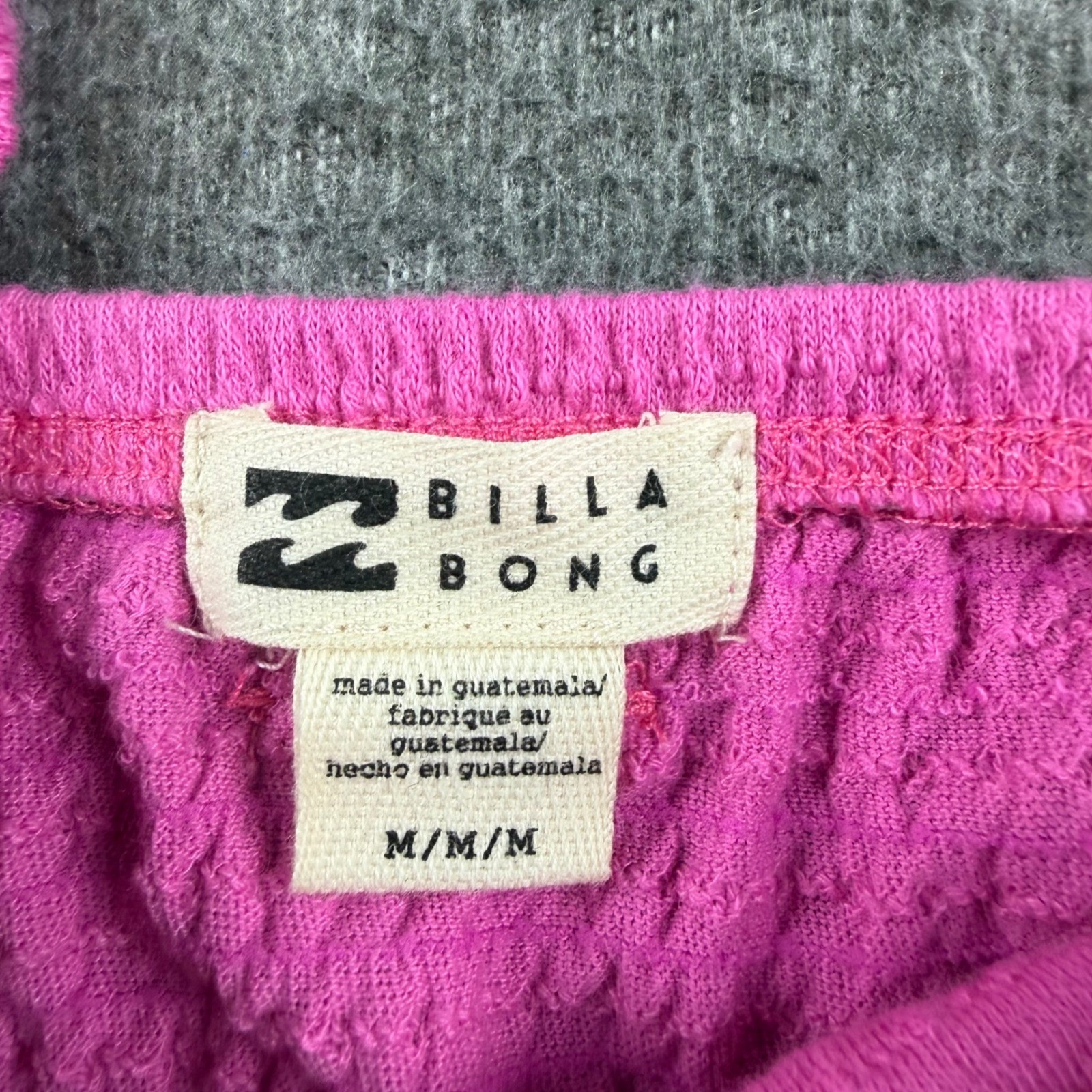 Billabong Crop Top Women’s Medium Pink Smocked Hem Textured Tie Front Camisole