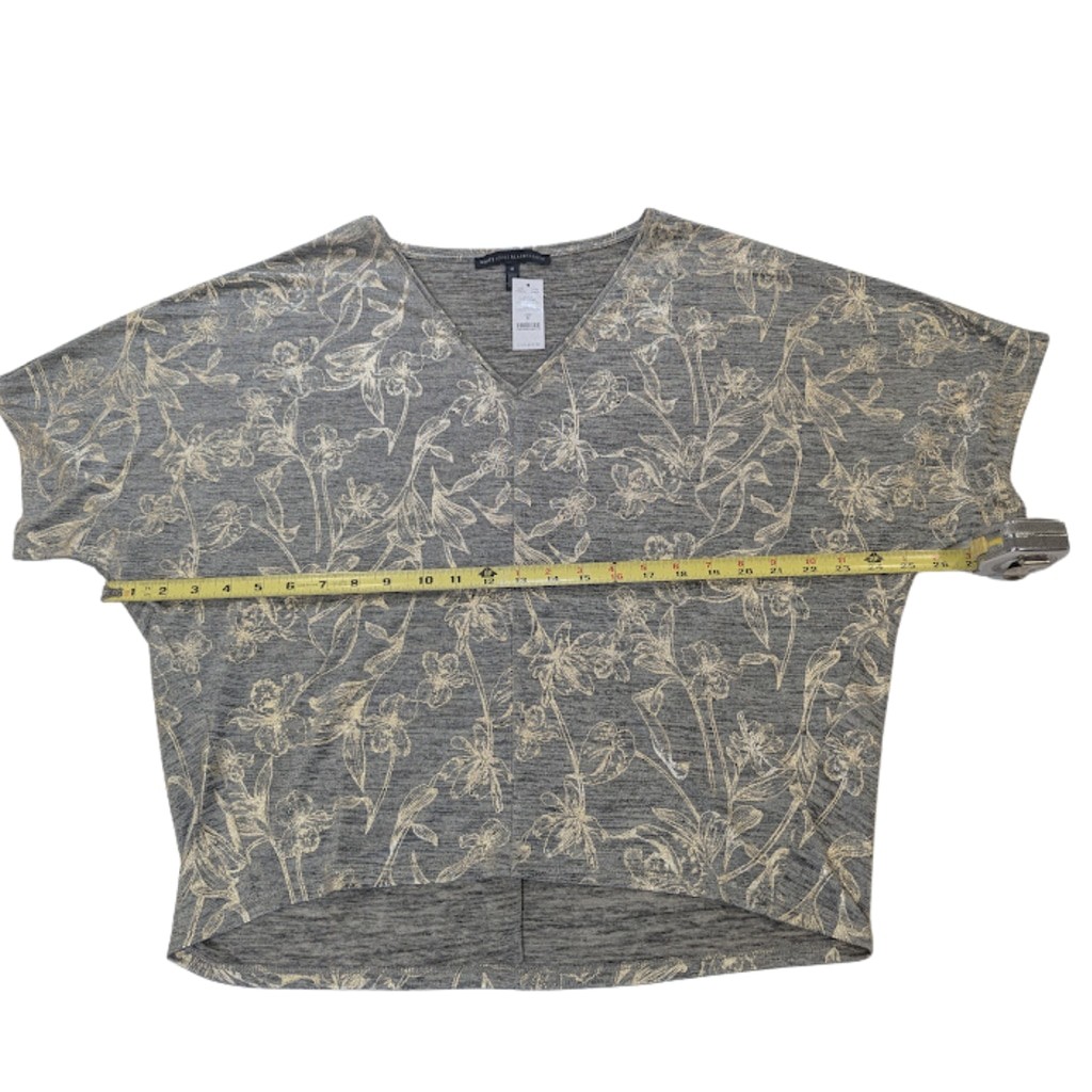Metallic Foil Dolman Top | WHBM Gold Floral V-Neck Soft Knit Blouse M NWT