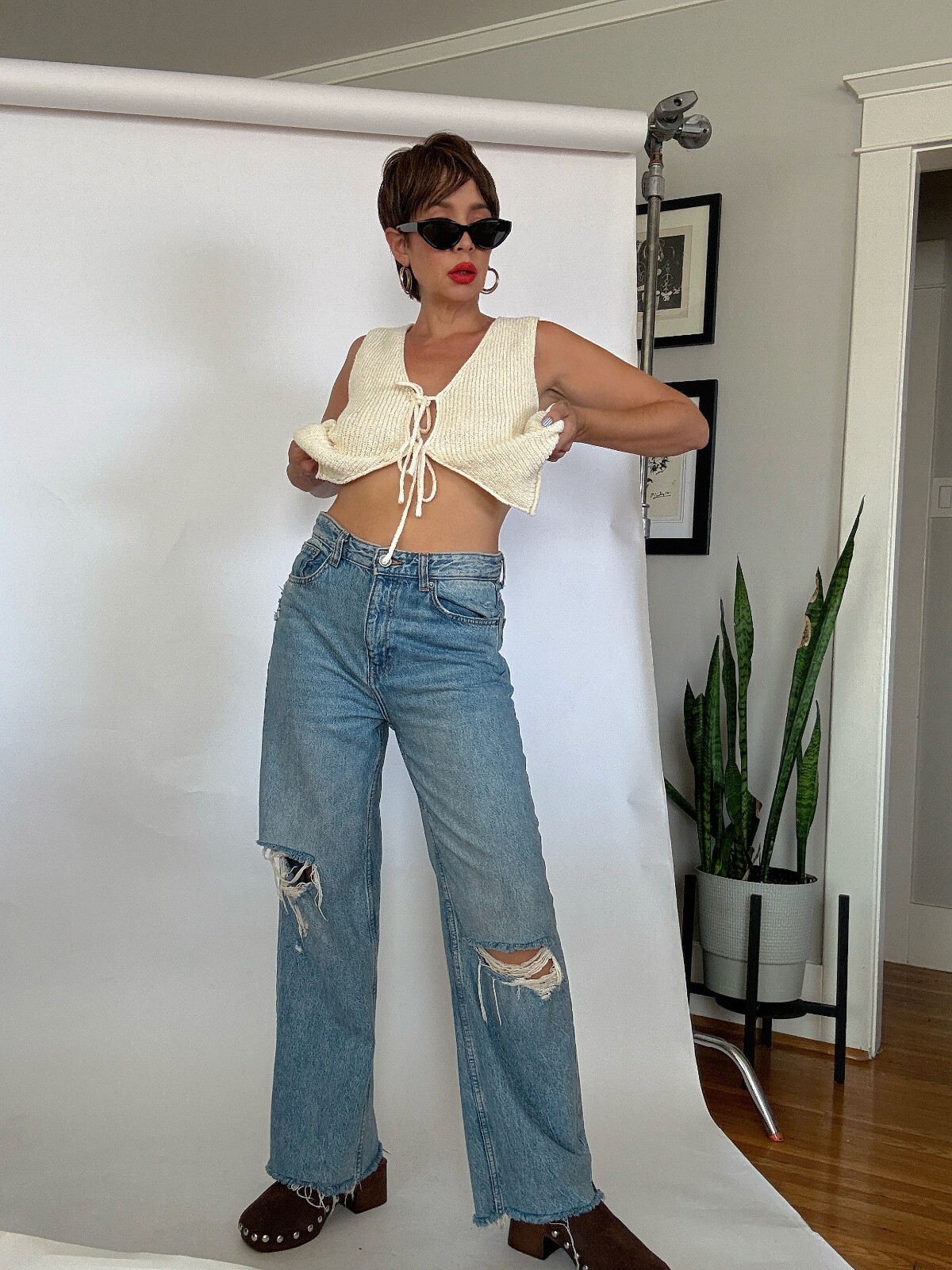 Cream Knit Top