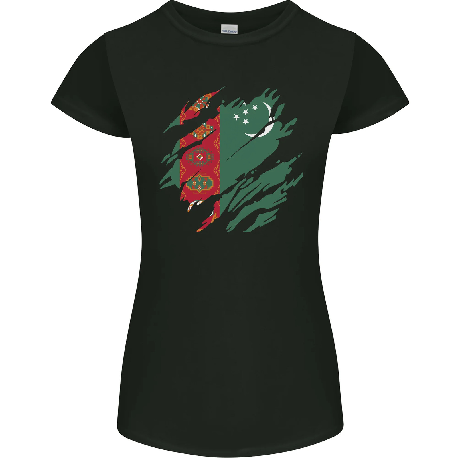 Torn Turkmenistan Flag The Turkmen Day Football Womens Petite Cut T-Shirt