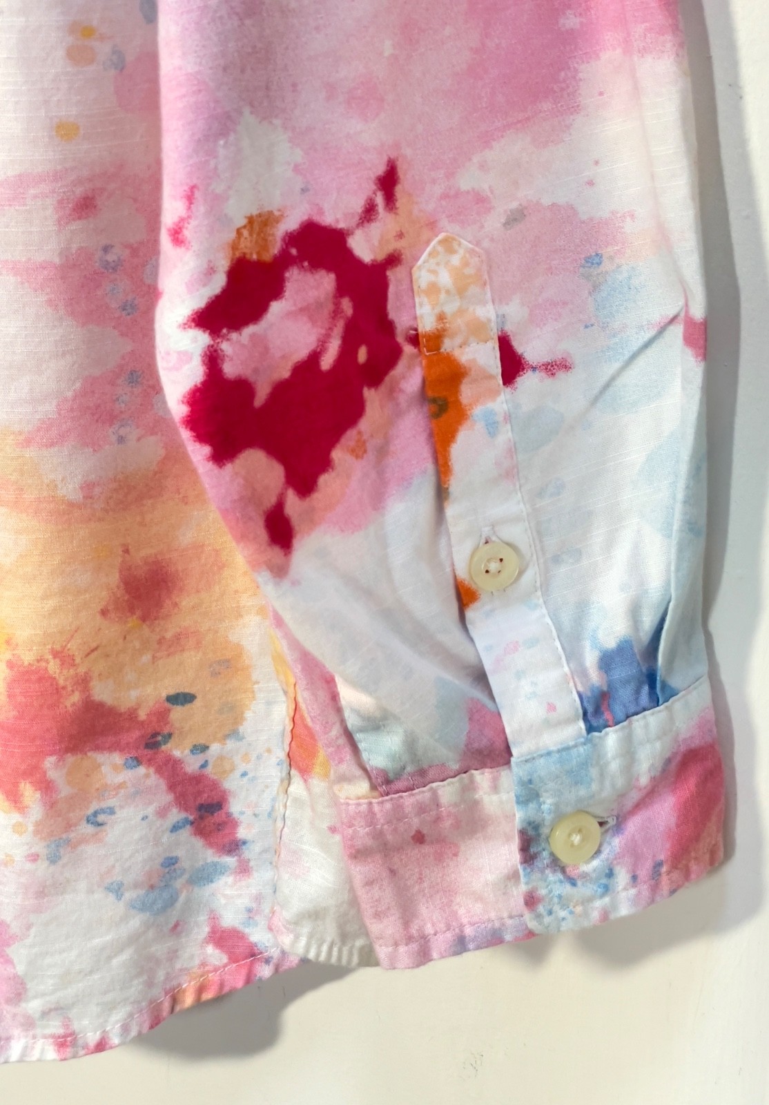 DULUTH TRADING Shirt Women’s XL Tie Dyed Pastel Long Sleeve Cotton Blouse NWOTs