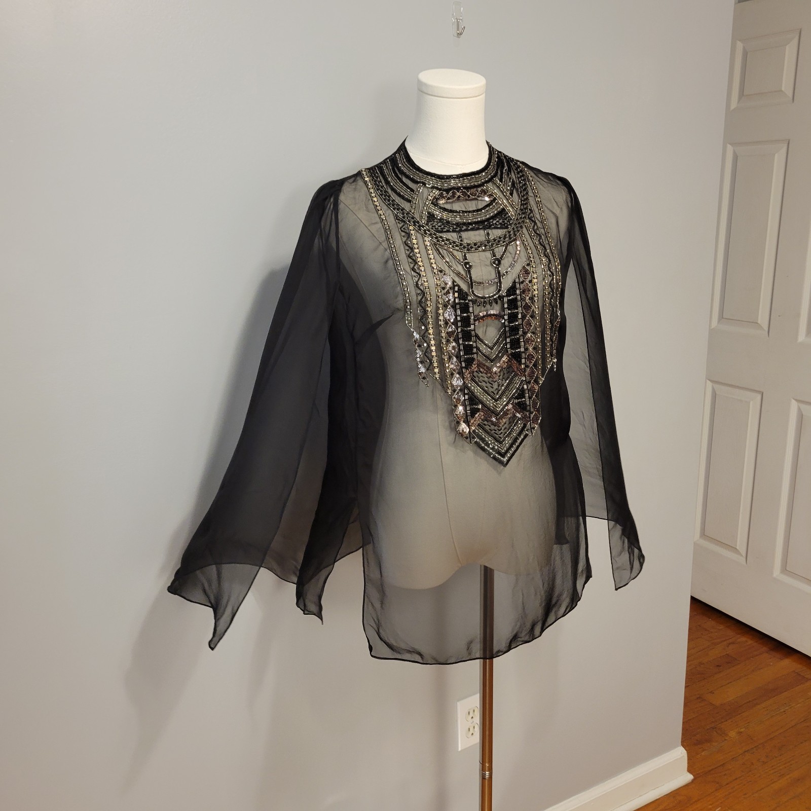 Ralph Lauren Purple Label Esmerelda Embellished Chiffon Blouse Womens 6 $1290