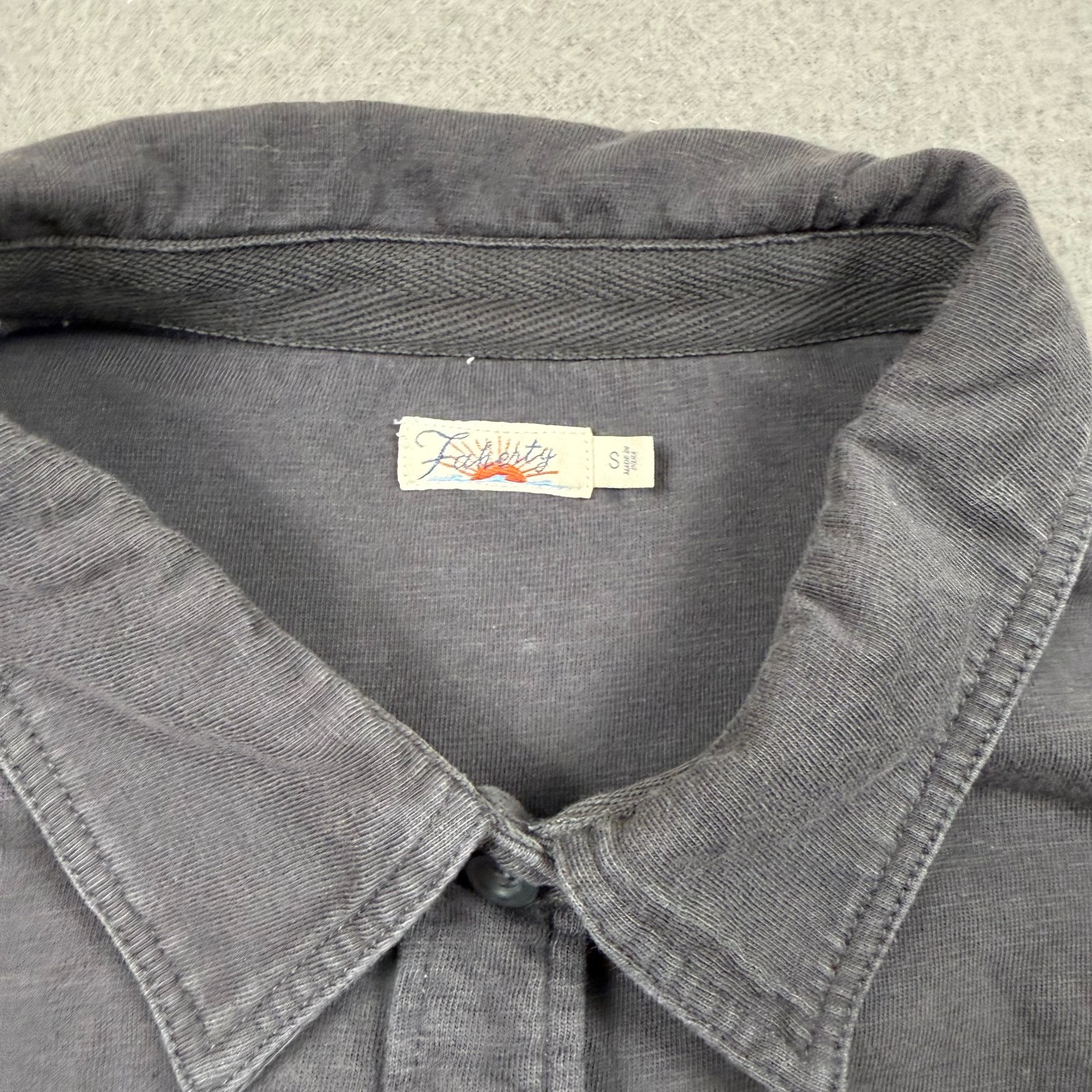 Faherty Womens Sunwashed Knit Button Shirt 100% Organic Cotton Grey Size Small