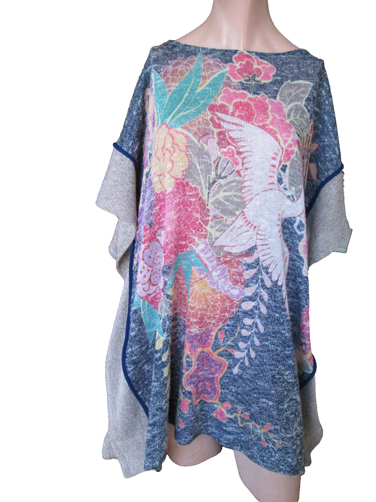 Citron Santa Monica Vintage ASIAN PONCHO Style Early Knit Top Big XL