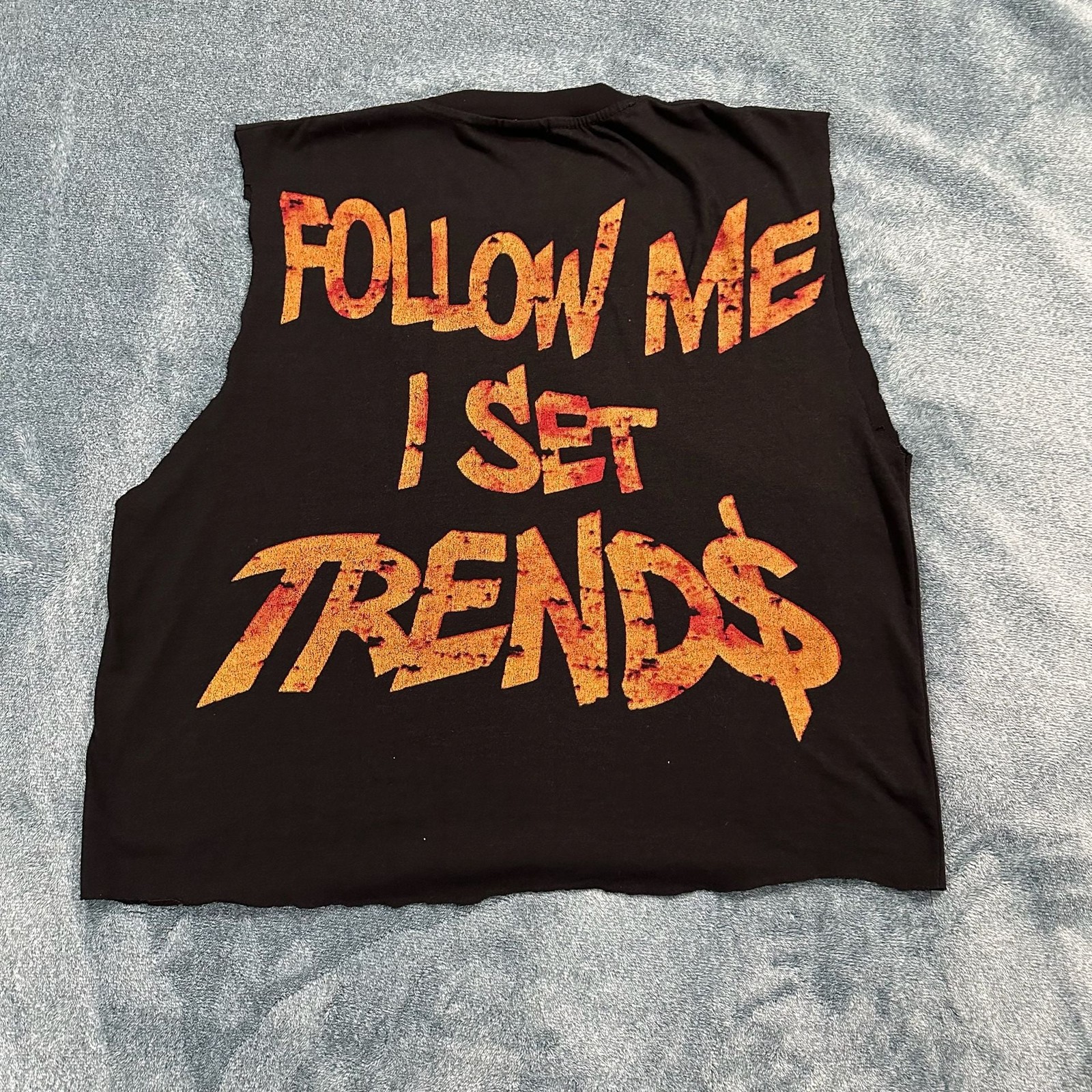 Iconic Playas “Money Over Love” Graphic Cutoff Tank Top Black Size Large