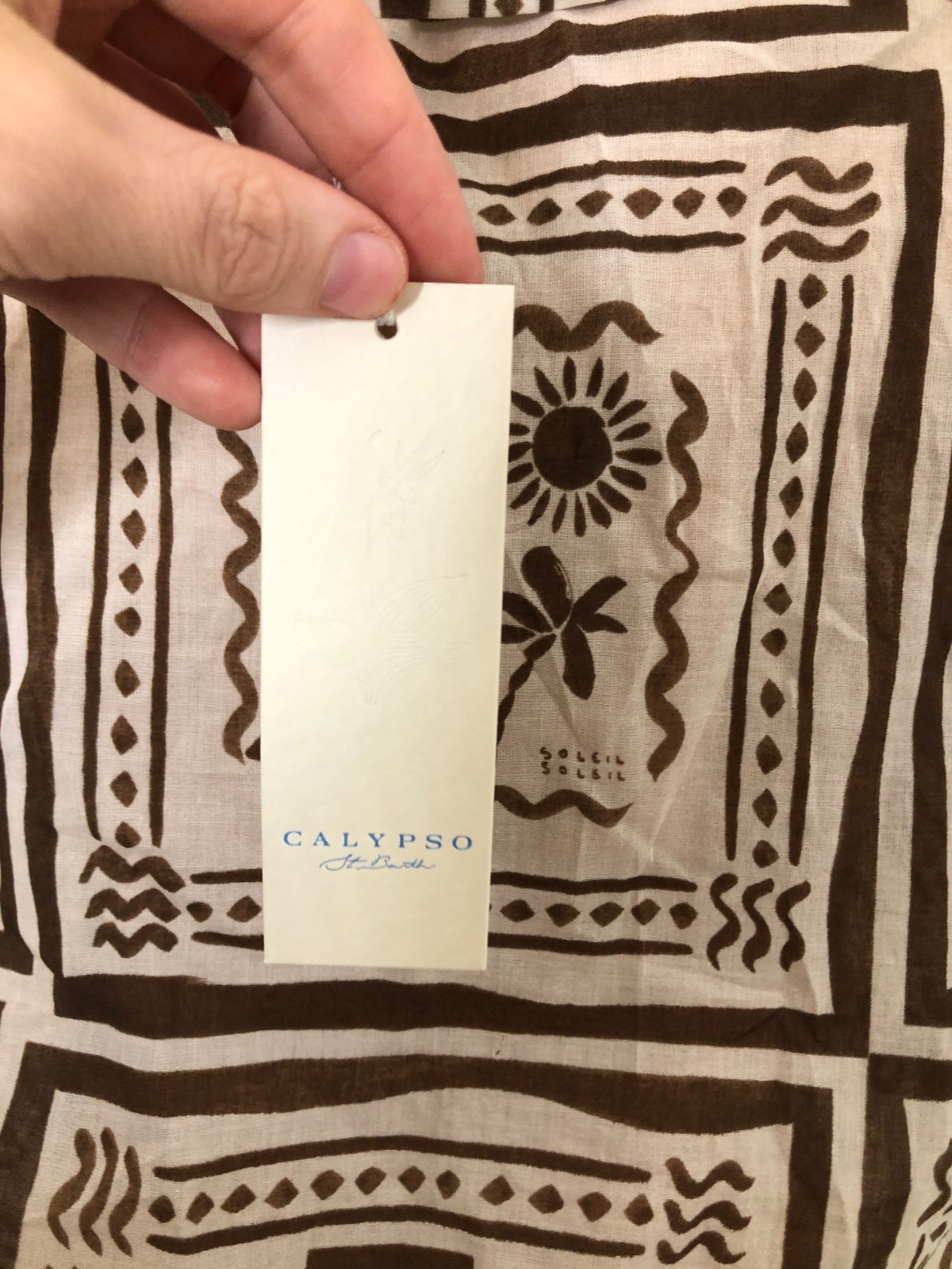 Calypso St. Barth Island Button Up Shirt Size S Brown White