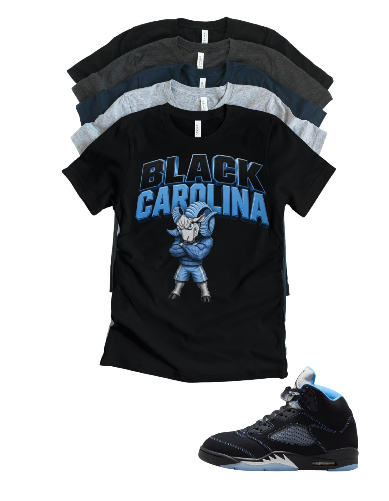 Custom Printed Shirt to Match Jordan 5 Sheep Black Carolina Custom Sneaker Tee