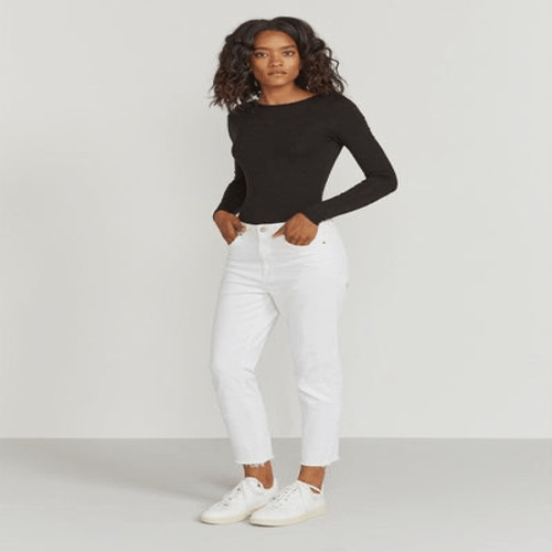 Ninety Percent long sleeve round neck low back bodysuit black M New