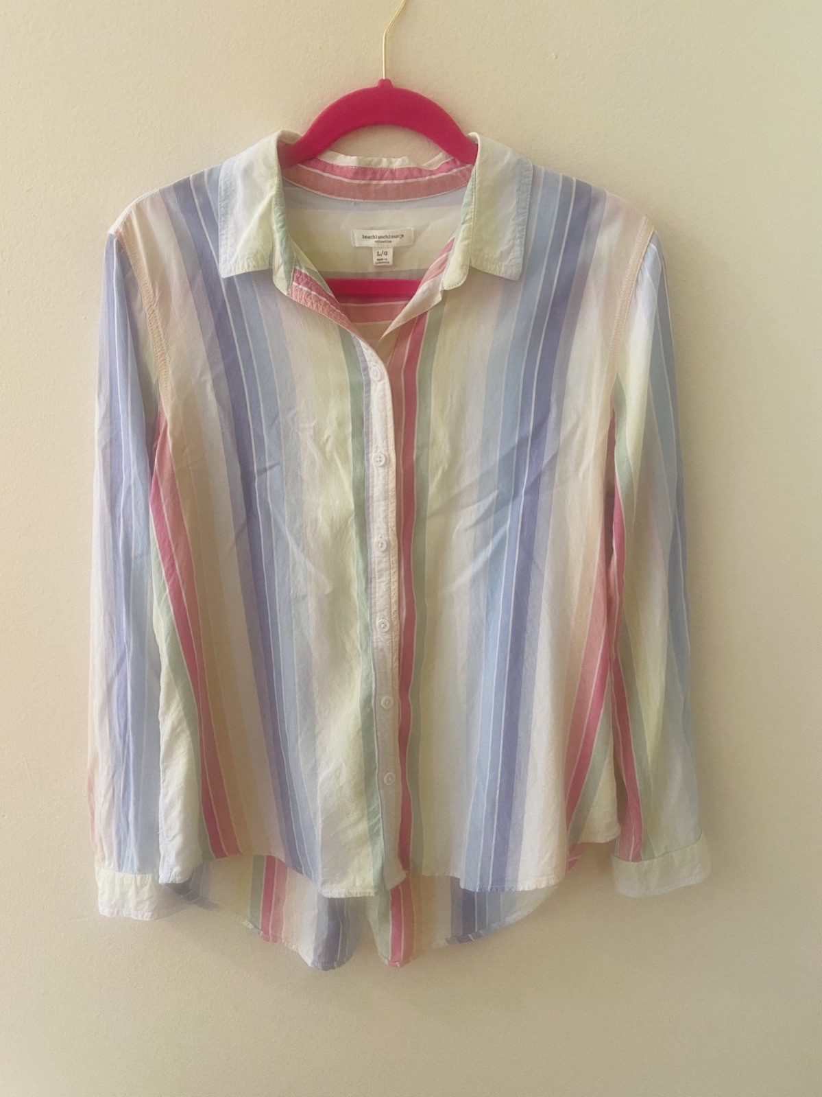 Beachlunchlounge L Alex Pastel Rainbow Striped Button Up Shirt Anthropologie
