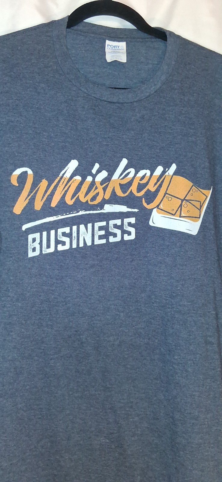 XL Men’s/Women’s Whiskey Business Port & Co Ring Spun Fan Favorite Blue T-Shirt
