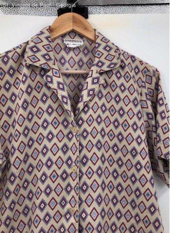 Suburbans Vintage Geometric USA Made Button Down Shirt Women’s 8 Cowboy Retro