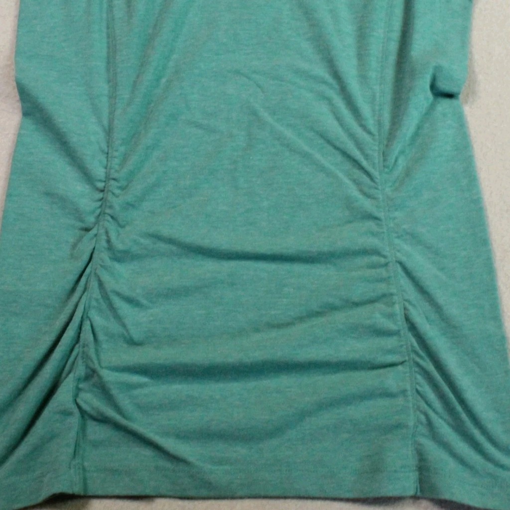 Duluth Trading Co Tank XS Teal Sleeveless Ruched Side Stretch Everyday Top