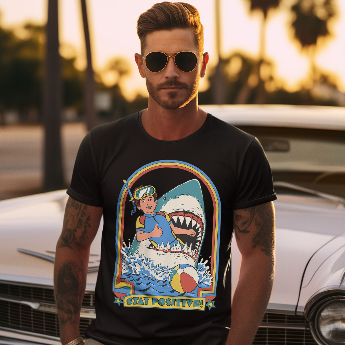Stay Positive 70s Motivational T Shirt #SR#T433