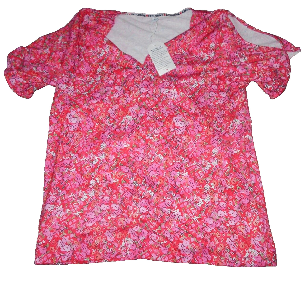 Made With Love Womens Medium Pink Flower Blouse