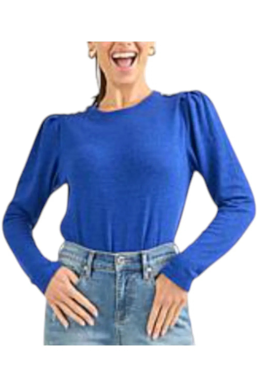 DG2 by Diane Gilman Women’s Novelty Button Crew Neck Top Sapphire