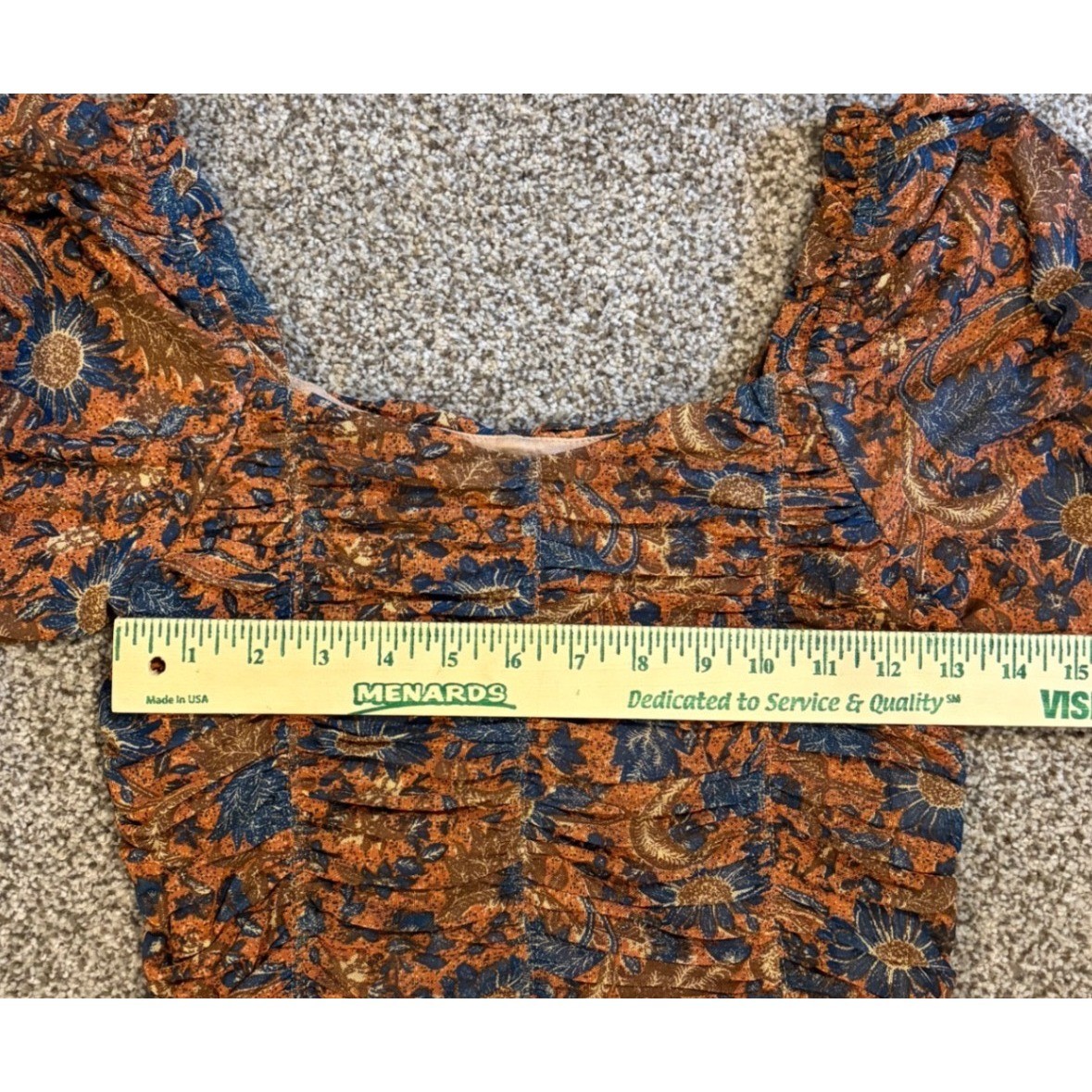 House of Harlow 1960 Womens Sm Floral Puff Sleeve Smocked Crop Boho Cottagecore