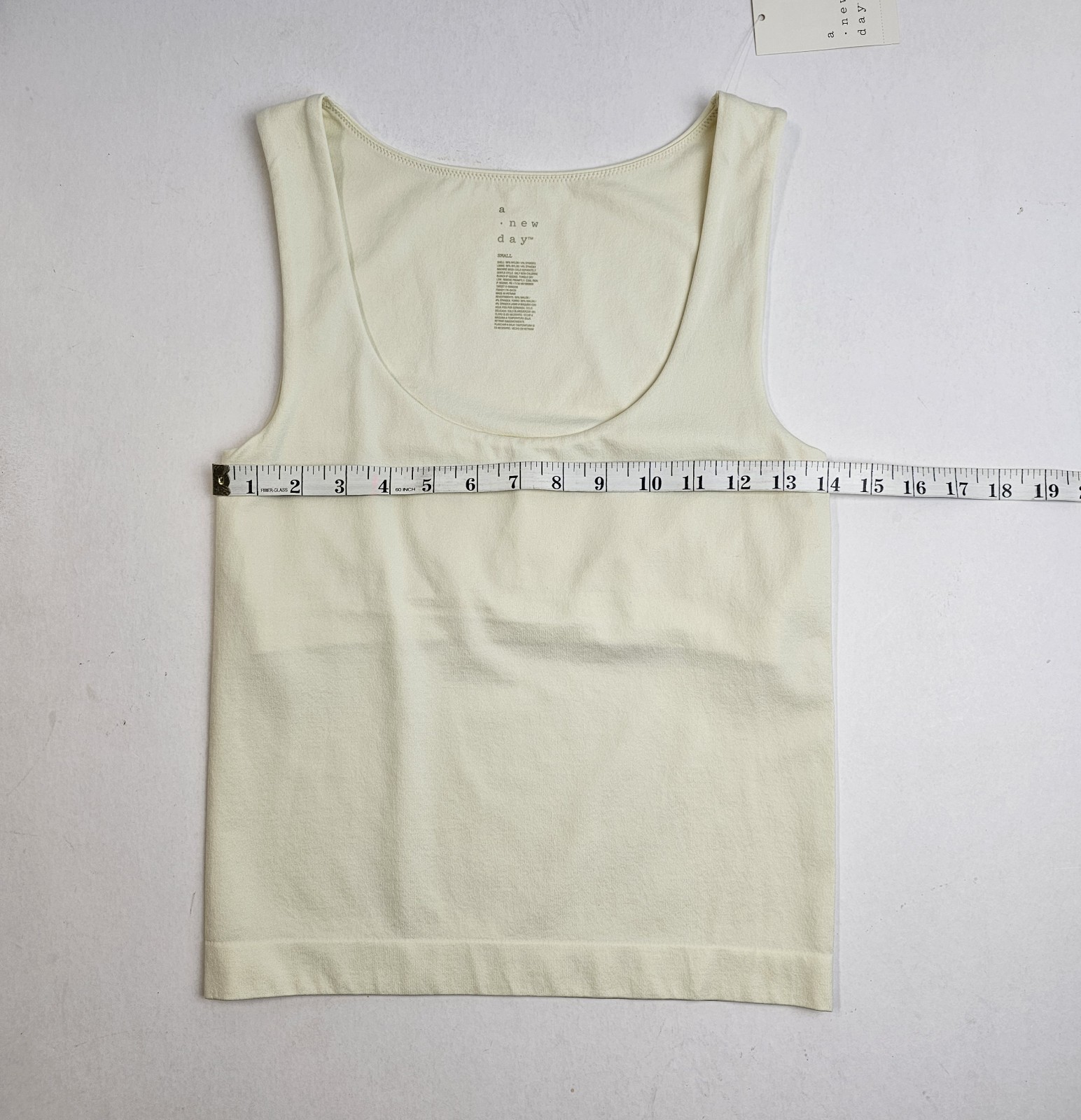 A New Day Seamless Scoop Neck Tank Top with Shelf Bra, Winter White/Ivory, Sz.S