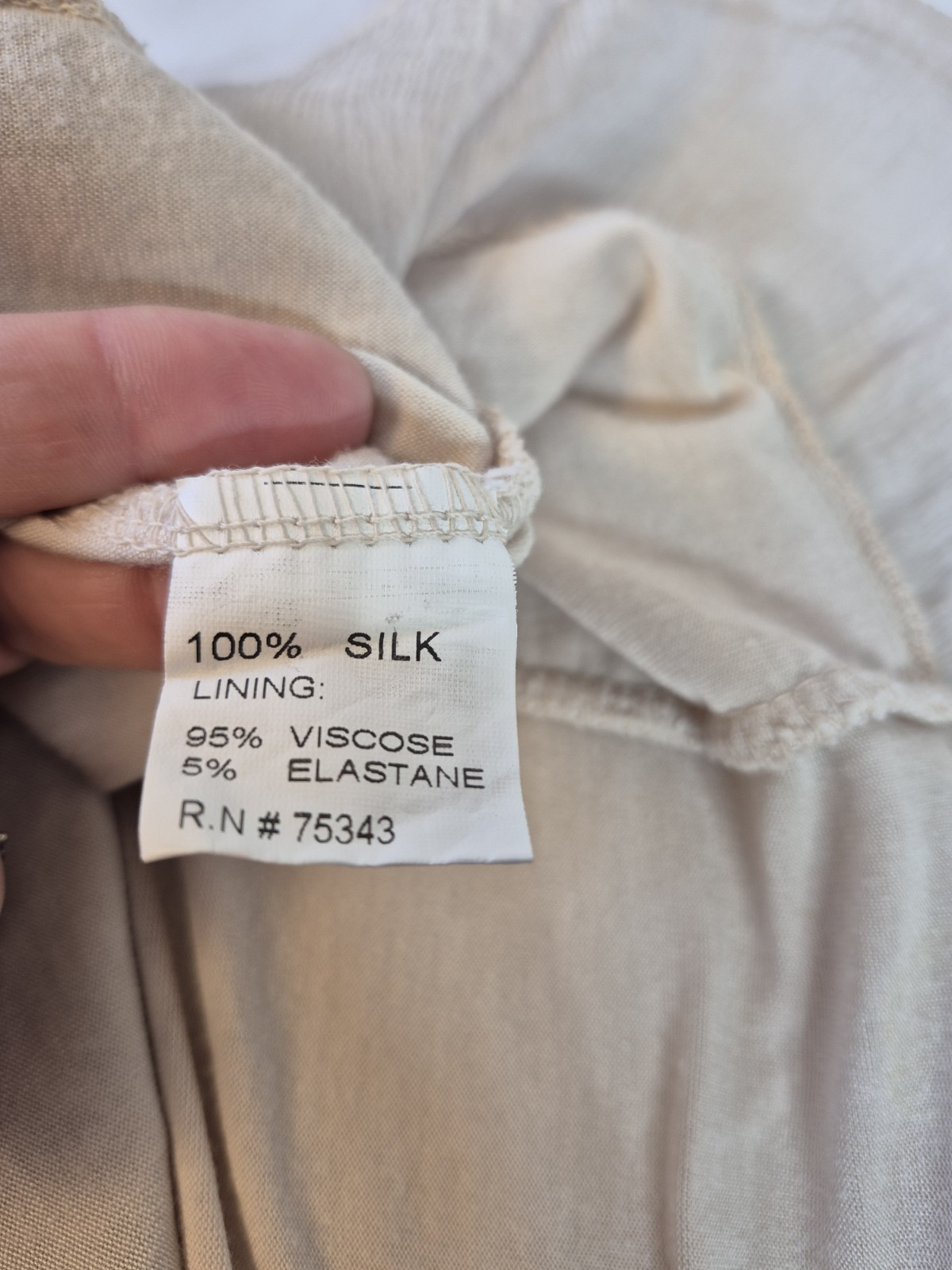 AMBRA Made In Italy Boho Embroidered Lace Blouse Top Beige Tan Size M Medium