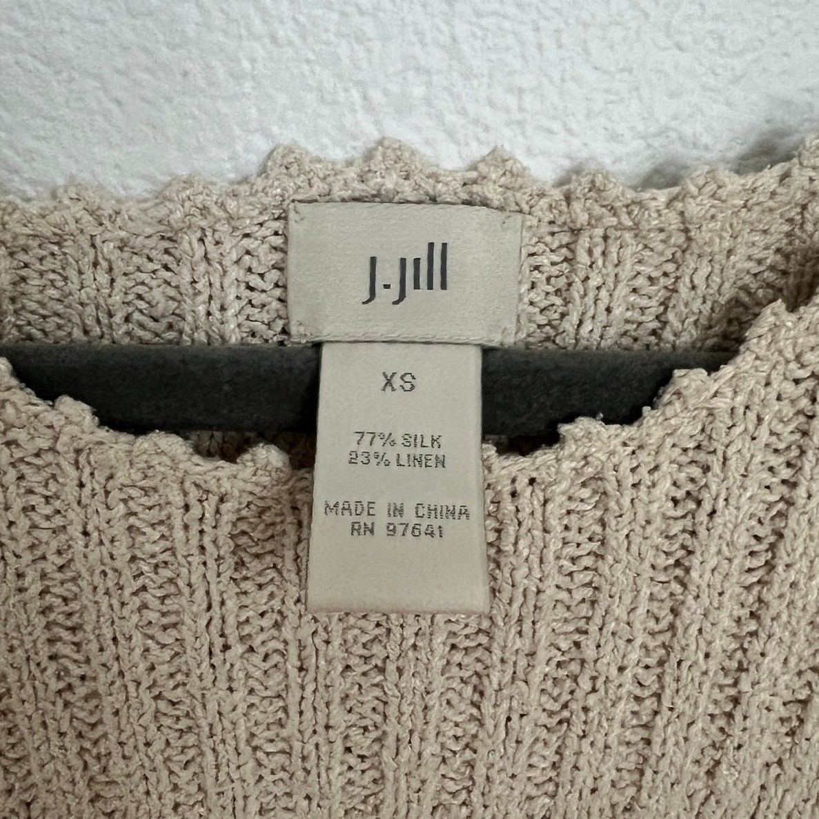 J.Jill Cream Silk Linen Blend Sleeveless Sweater Tank XS Minimalist Boho Vanilla