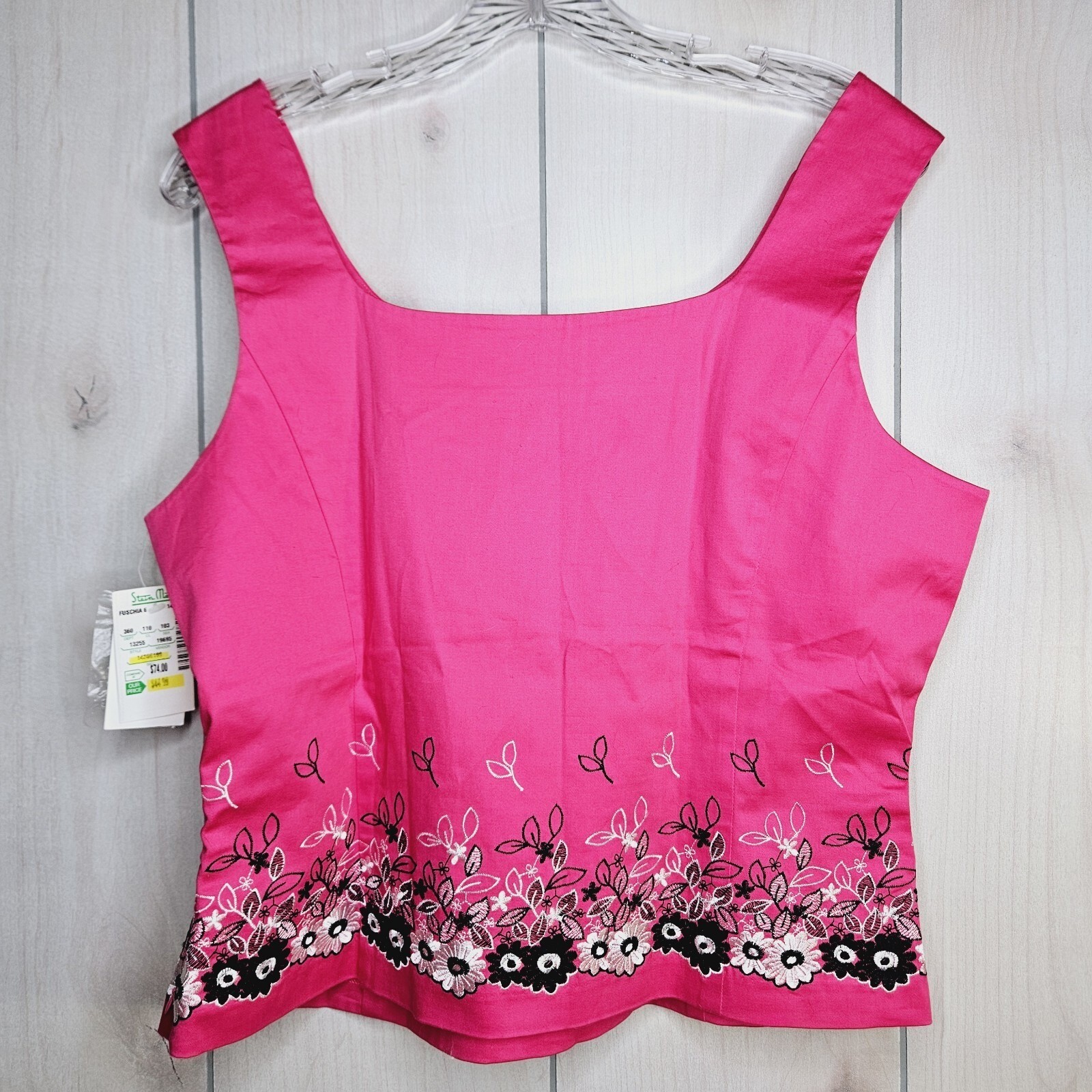 Island Republic Pink Tank Top SIZE 14 Floral Embroidered Side Zipper NWT Gift
