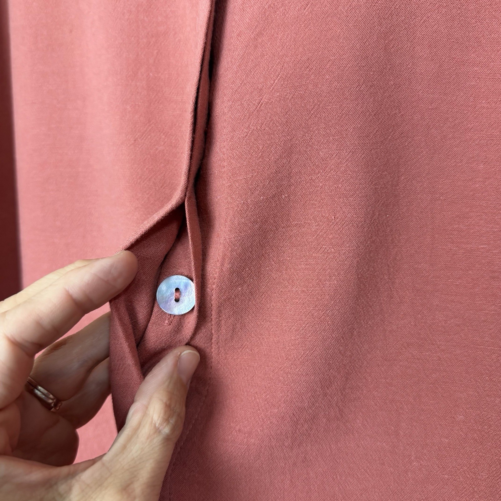 Soft Surroundings Button Up Blouse Shirt Roll Tab Sleeves Mauve Pink Women’s 2X