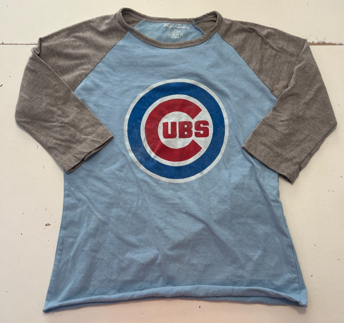 Chicago Cubs WRIGHT & DITSON WOMEN’S 3/4 SLEEVE T SHIRT LT BLUE Size Large