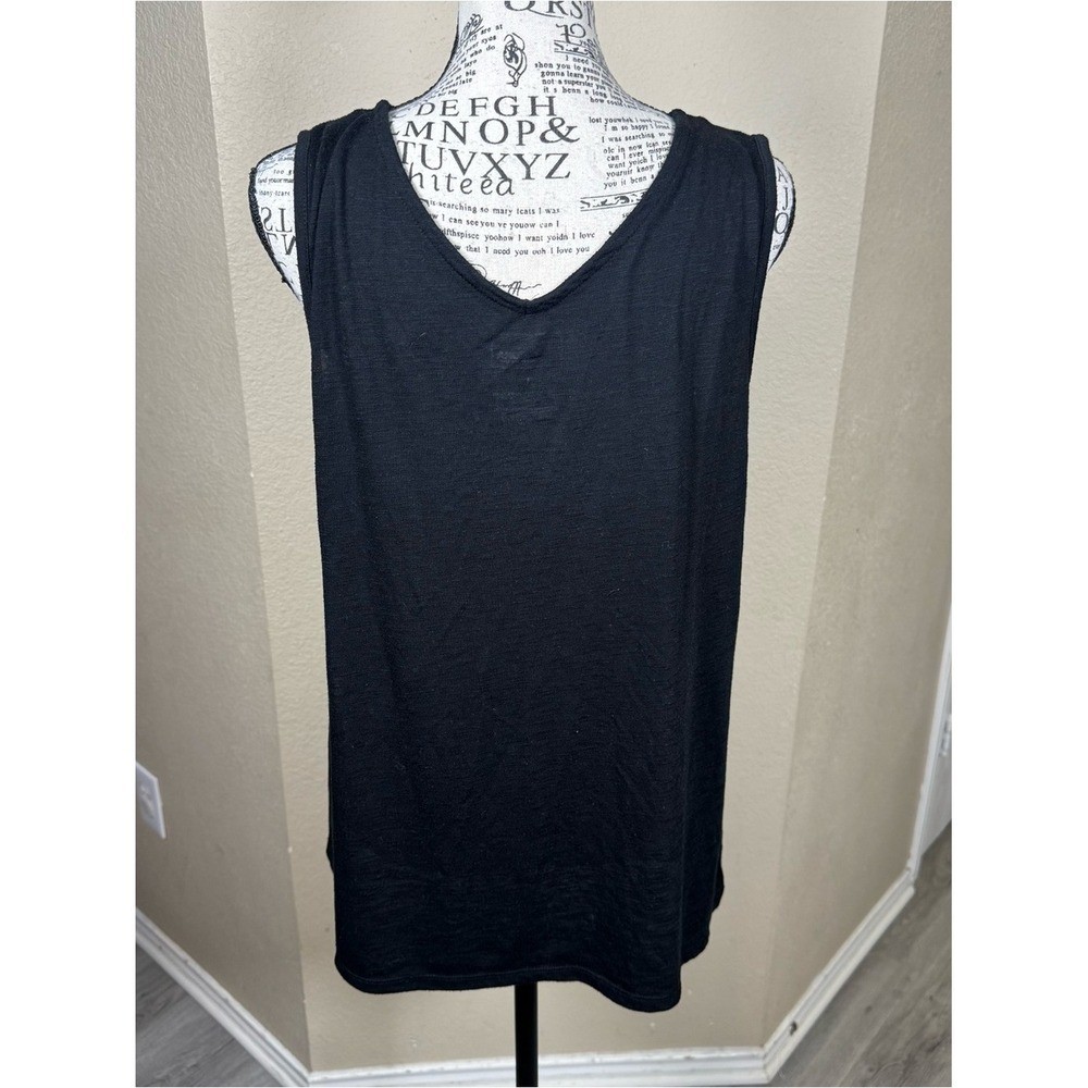 Sonoma Black Sleeveless V-Neck Tank with Crochet Detail