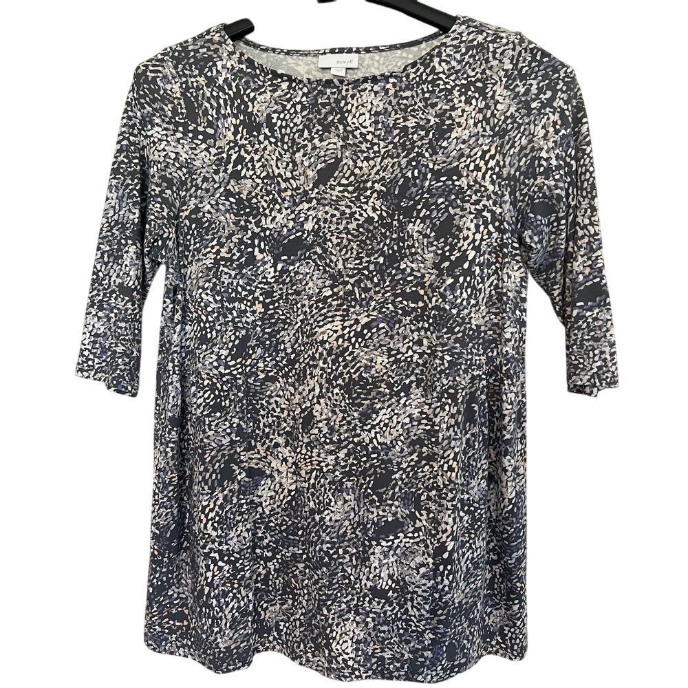 Pure J. Jill 3/4 Sleeve Top Women’s Small Crew Neck Cotton Modal Rayon Abstract