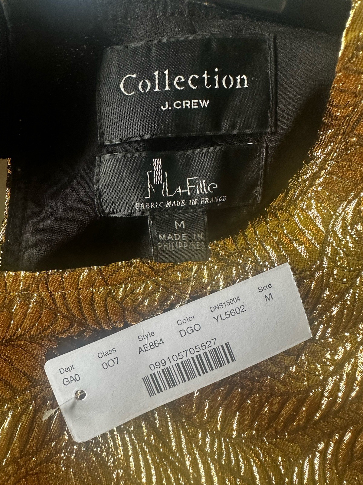 J. Crew Collection Gold Tank Medium Metallic Black Bow Holiday Luxe NWT