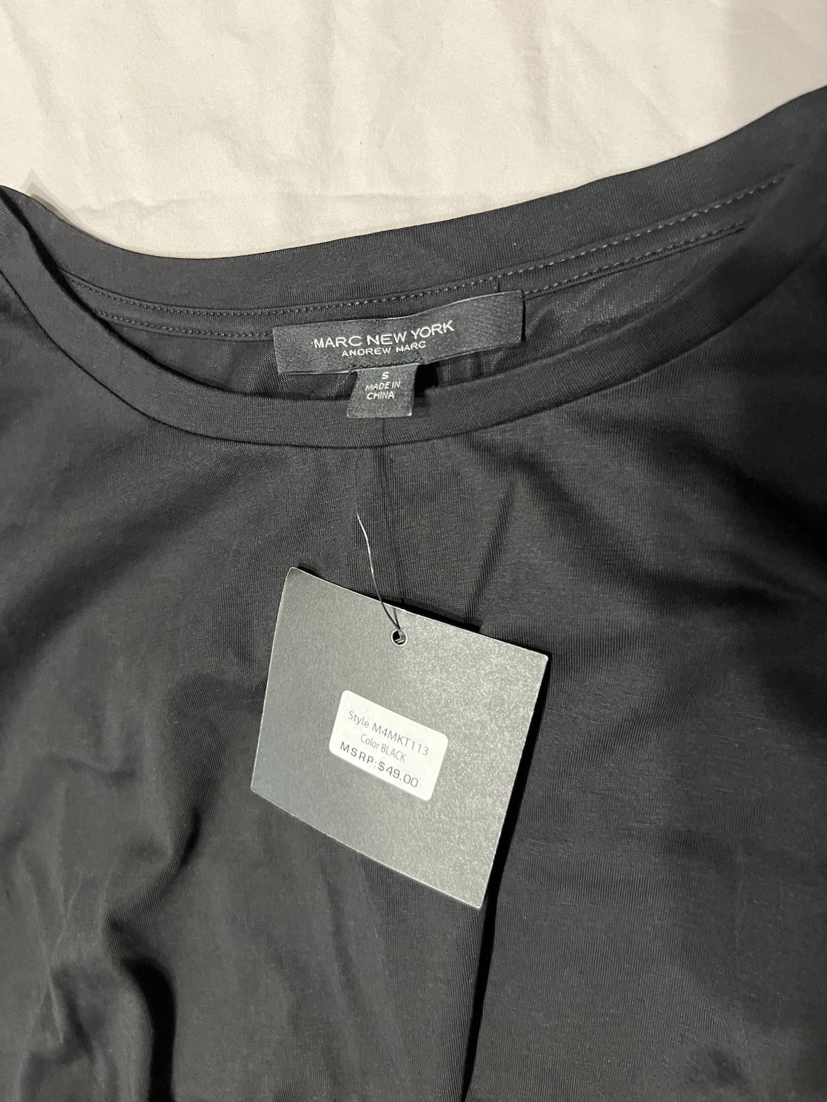 NWT: Marc New York Black Batwing Short Sleeve Drawstring sides Top : Size S