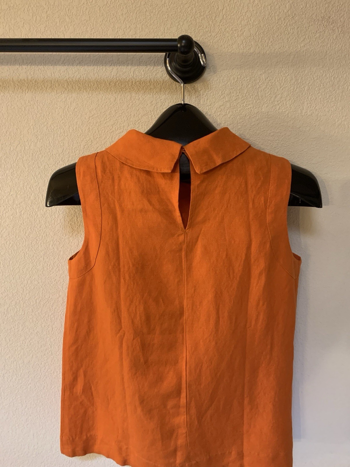 NWT Ann Taylor Factory Petite Linen Blouse XXSP Pumpkin Orange Flowy Cowl Neck