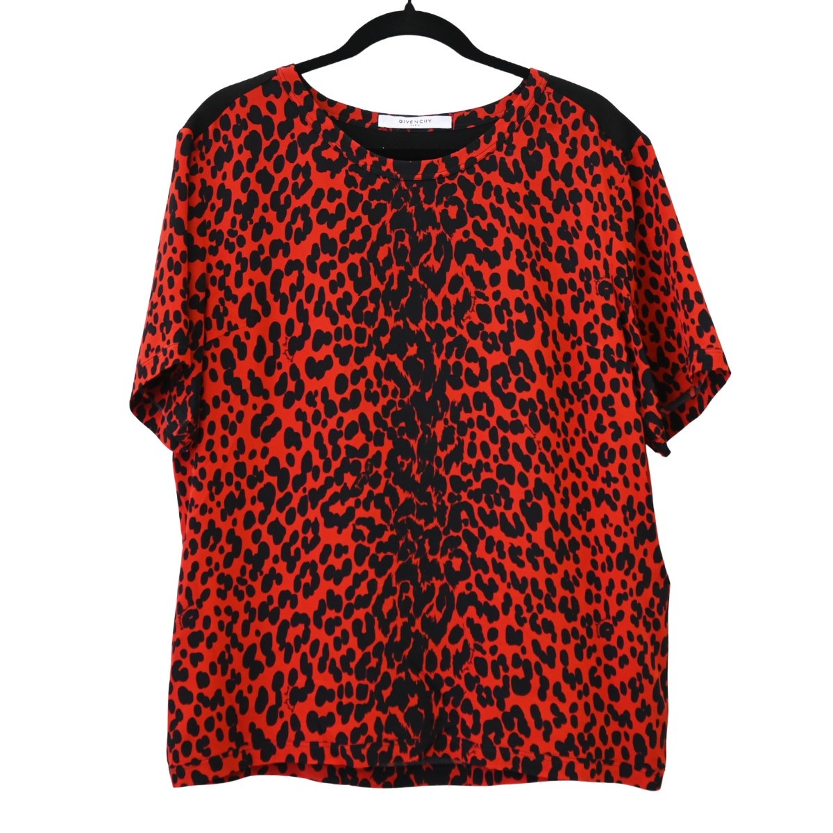 Givenchy Paris Red Black Animal Print Silk Top Size 38 Approx US 6
