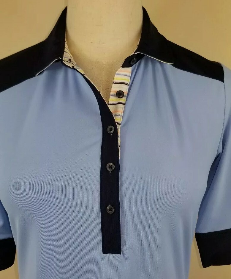 FAIRWAY & GREENE Golf Polo Shirt, Womens Sz XS, Blue, Multi, Short Sleeves, NEW