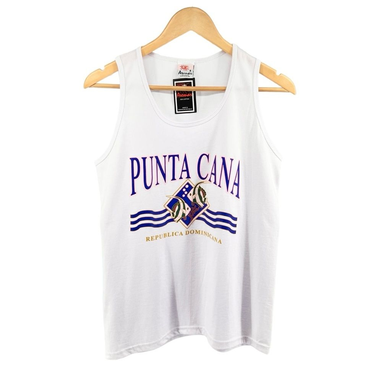 Vintage NWT Punta Cana Dominican Republic Graphic Tank Top Size Small Deadstock