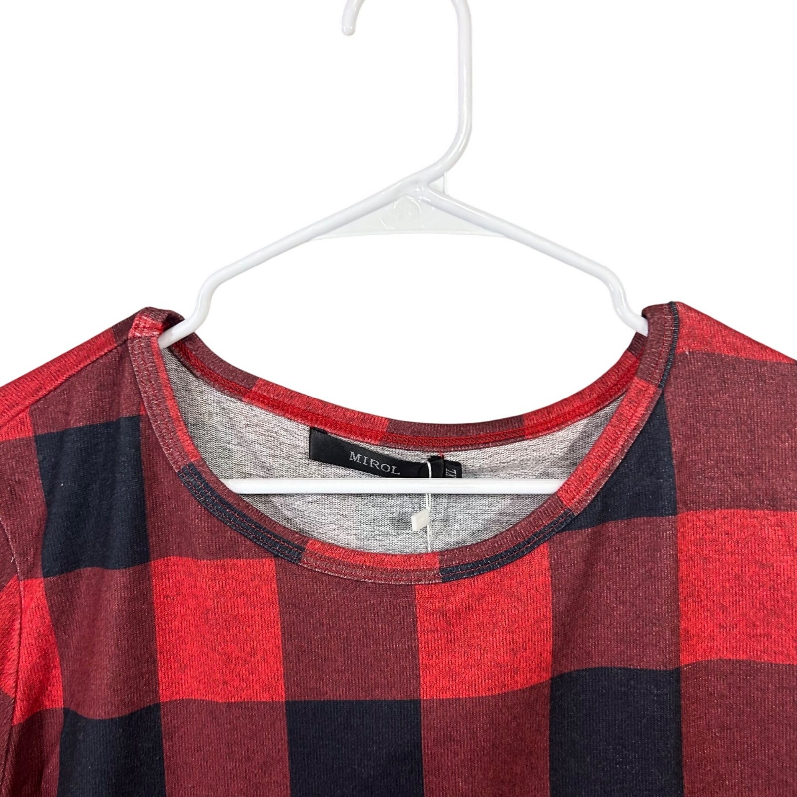 NWT Mirol Women’s XL Red Plaid Dress Long Sleeves Knit Pockets NWT