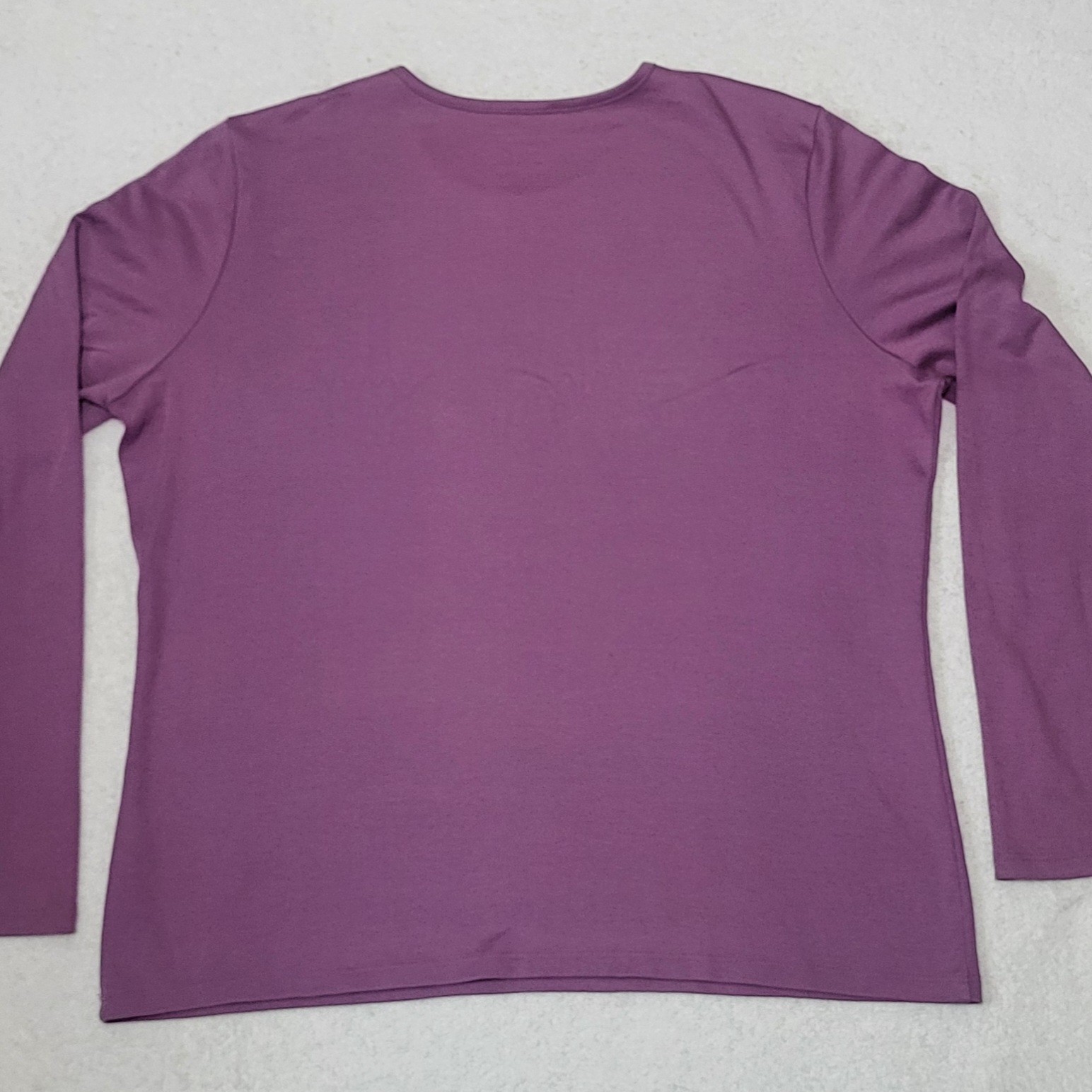 LL Bean Luxe 100% Supima Cotton Tee Top Long Sleeve XL Purple *Read Description