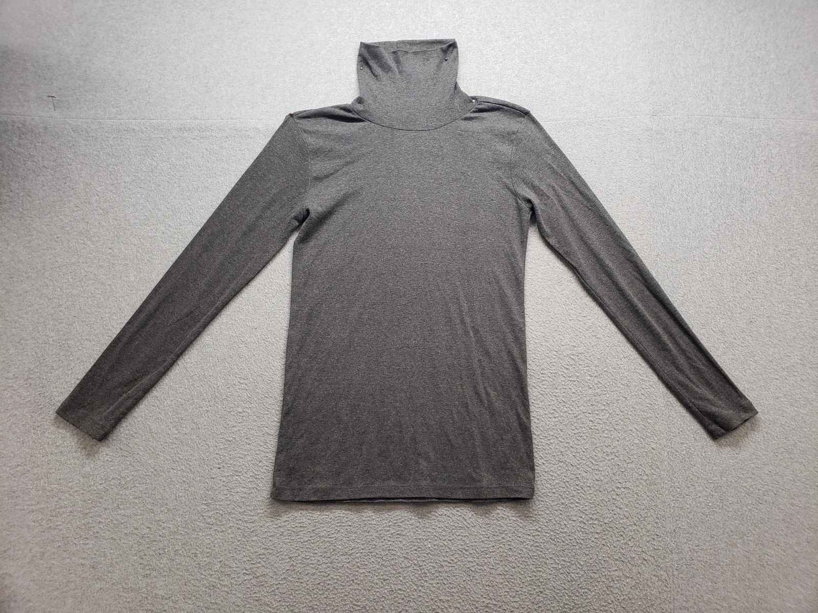 Andrea Jovine Shirt Womens L Gray Turtleneck Long Sleeve Pima Cotton Modal Top