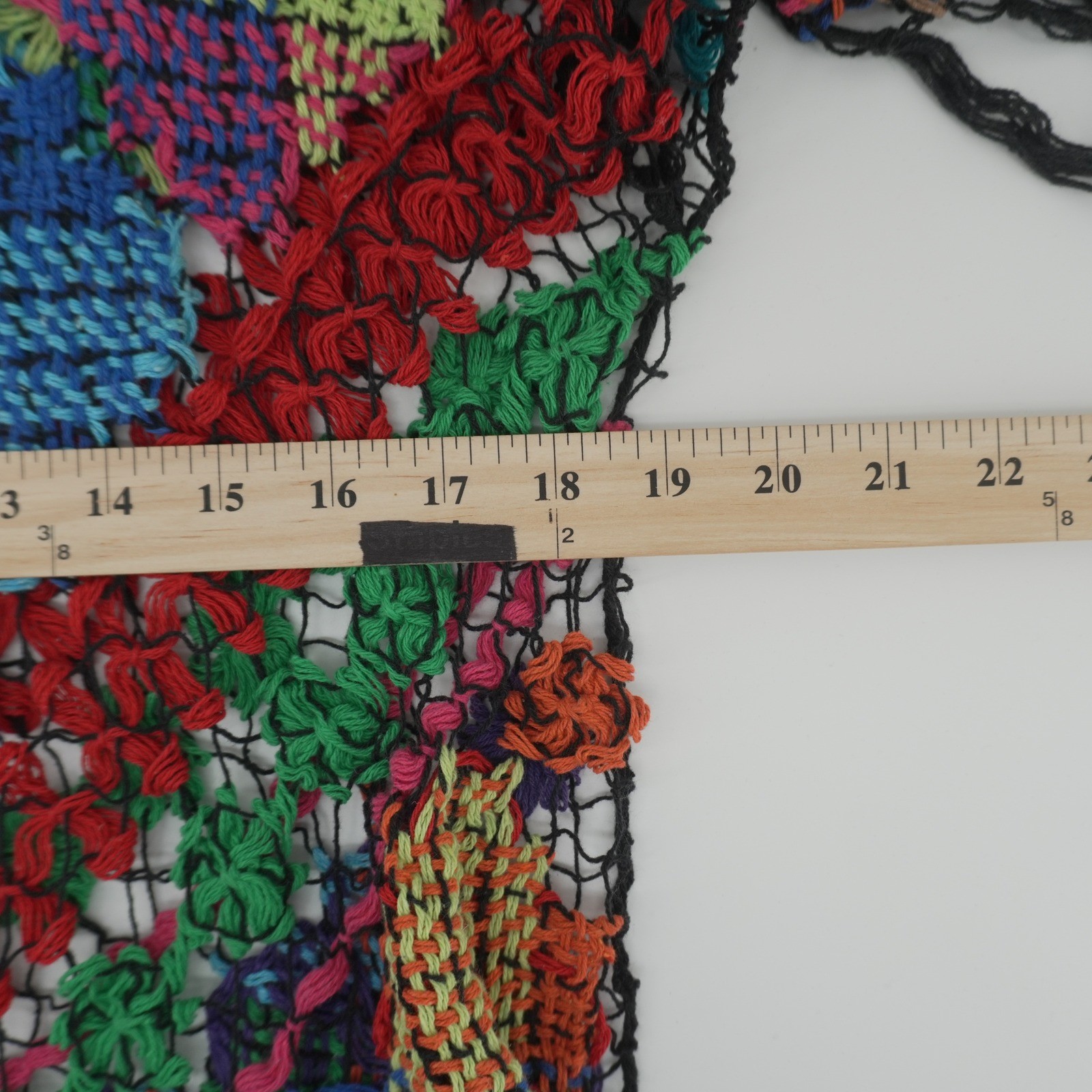 Unbranded Crochet Patchwork Tunic Women Multi Color Fringe Boho Knit Top