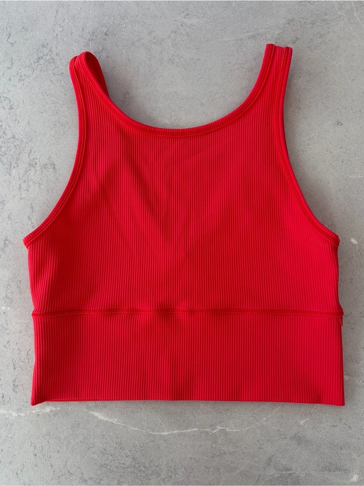 Lululemon Women’s Red Ribbed V-Neck Cropped Tank Top Size Unknown
