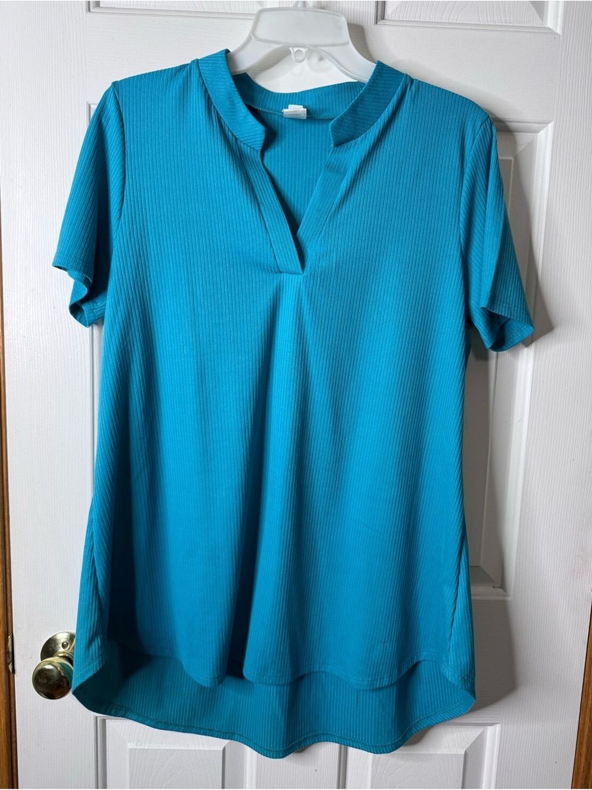 HONEYME: Teal V-Neck Short Sleeve Women’s Top