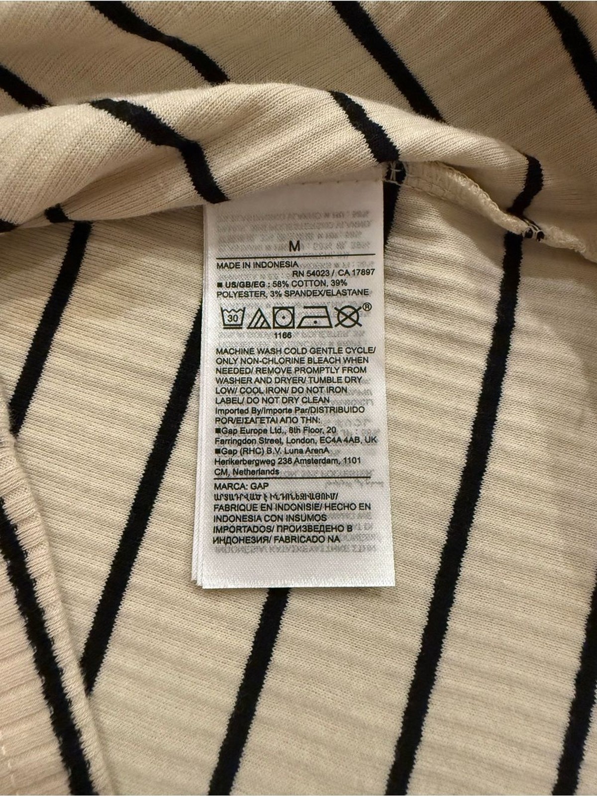 GAP Ribbed Cream and Black Striped Tee