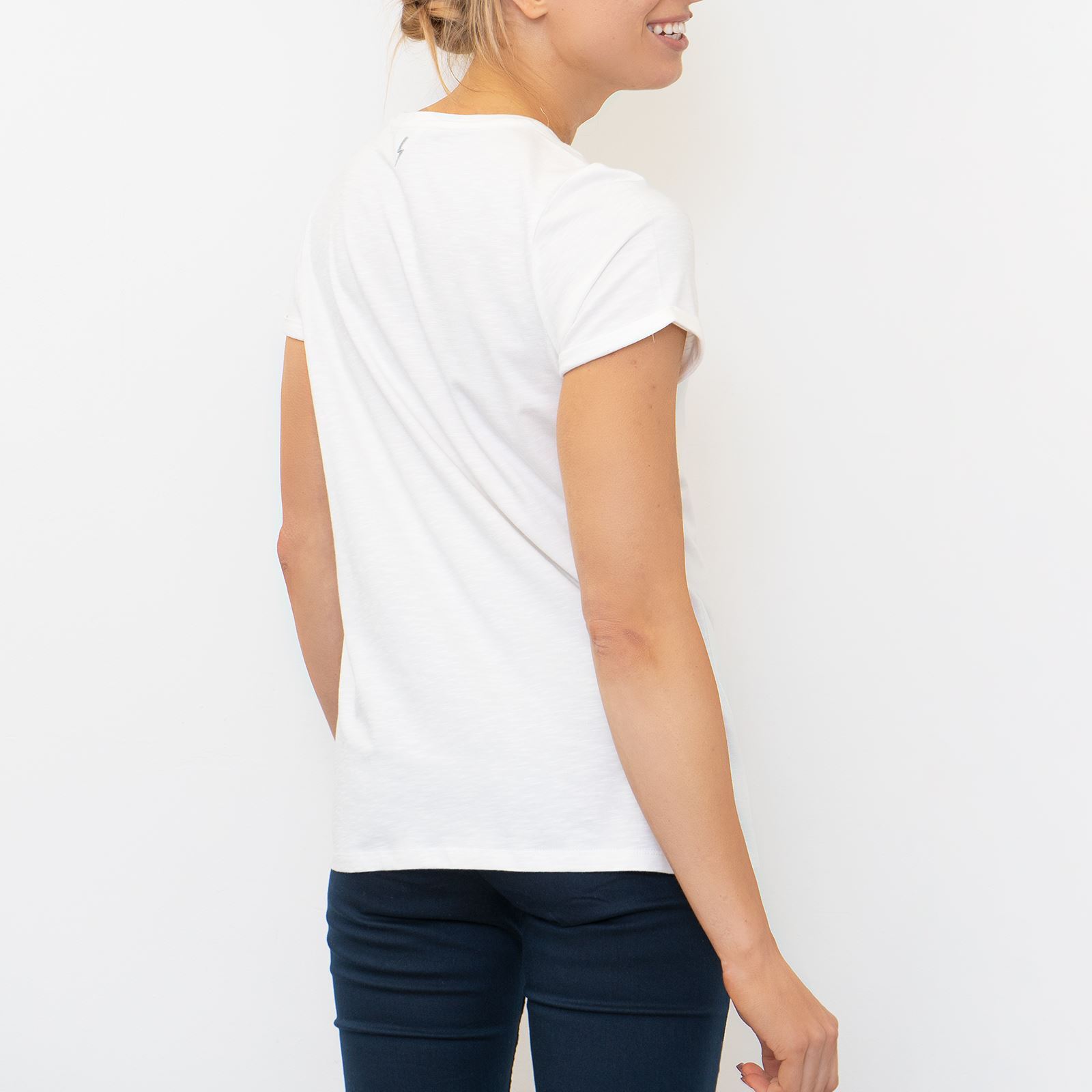 Womens T Shirt White Ivory Cotton Blend Ladies Casual Tee Top Short Sleeve