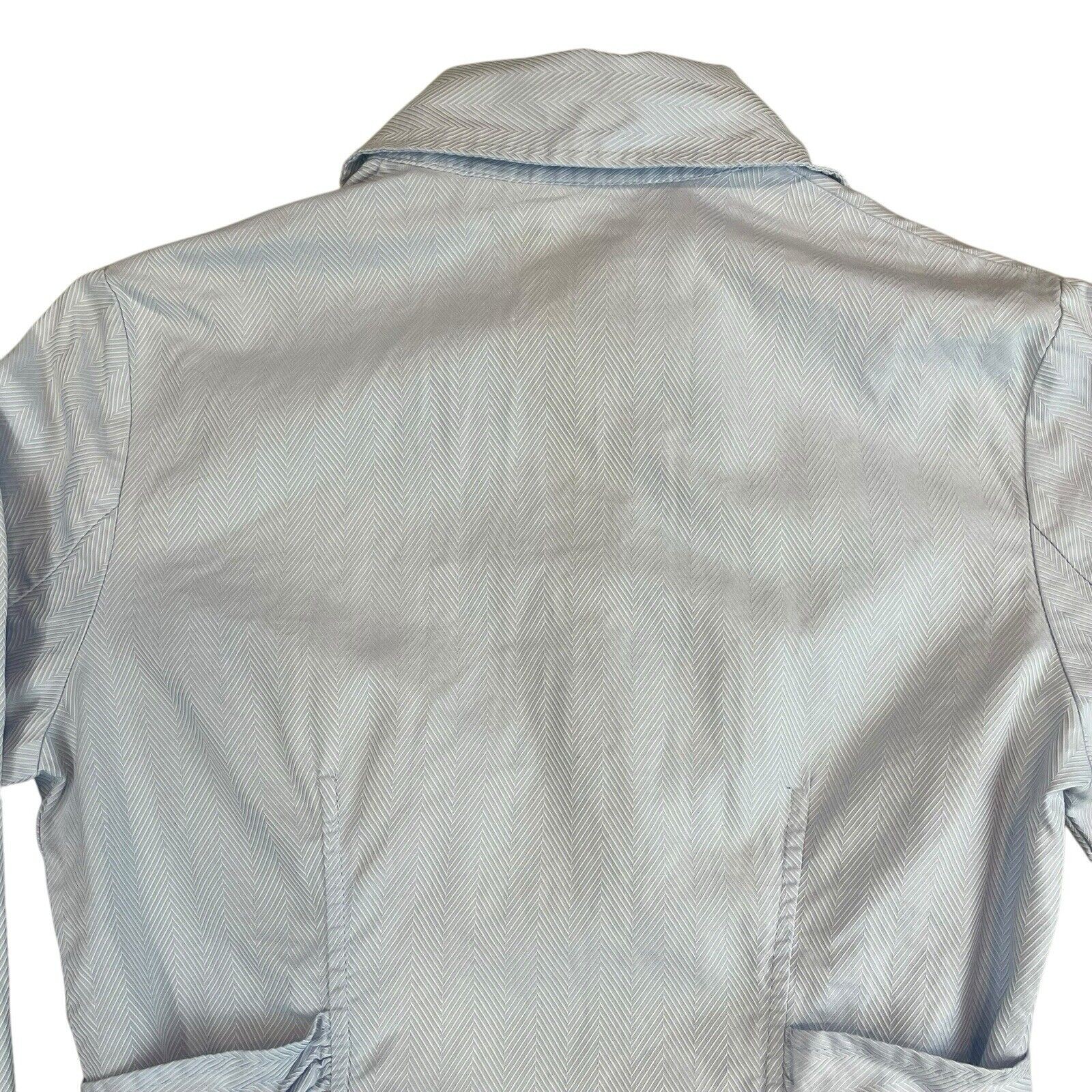 Farinaz Taghavi Blue Ruched Front Button Tie Blouse Women’s Size 4 Quiet Luxury