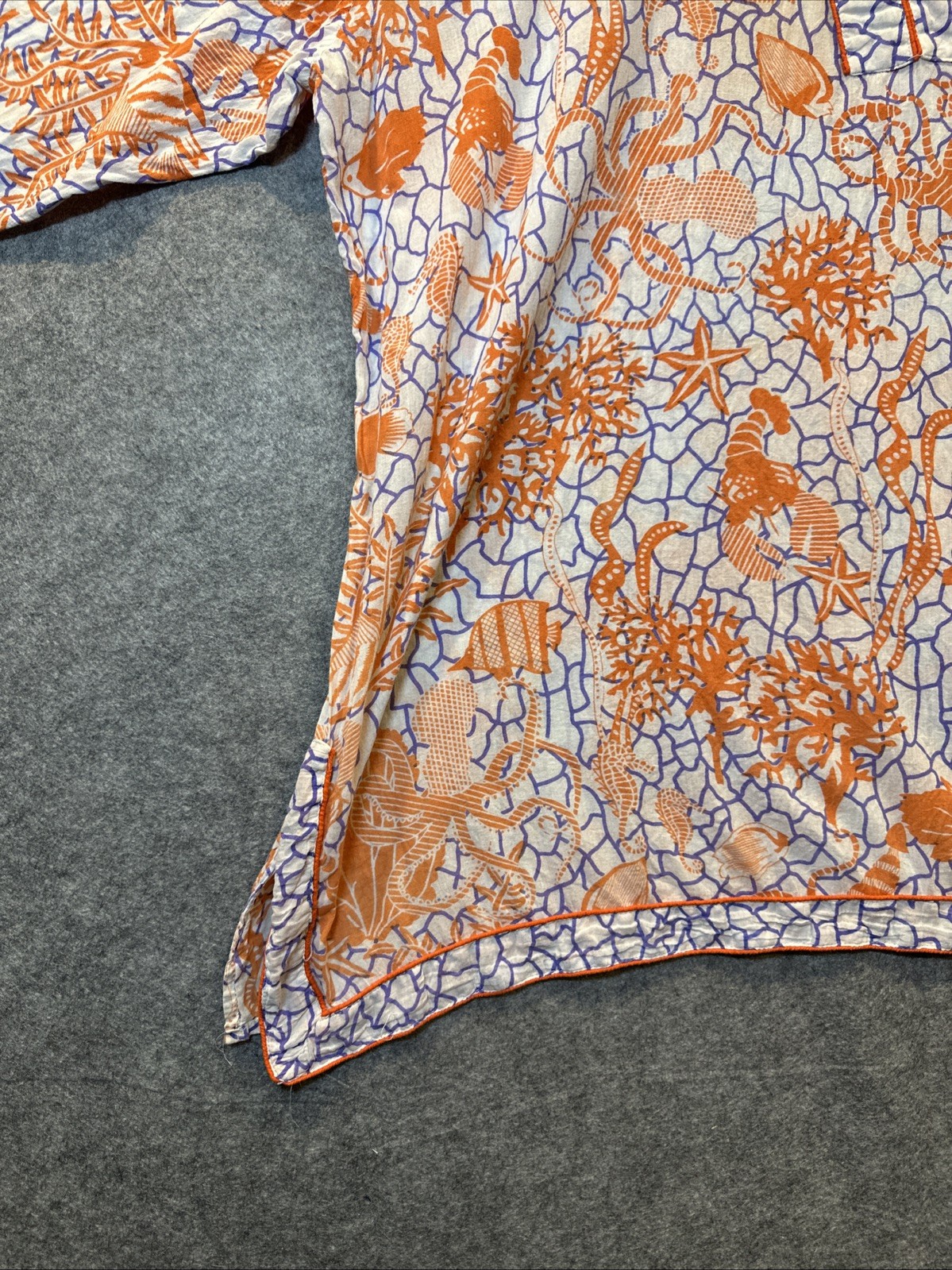 Sakkas Americas Long Sleeve Cotton Tunic Top 3X Orange White Boho Beach Vols