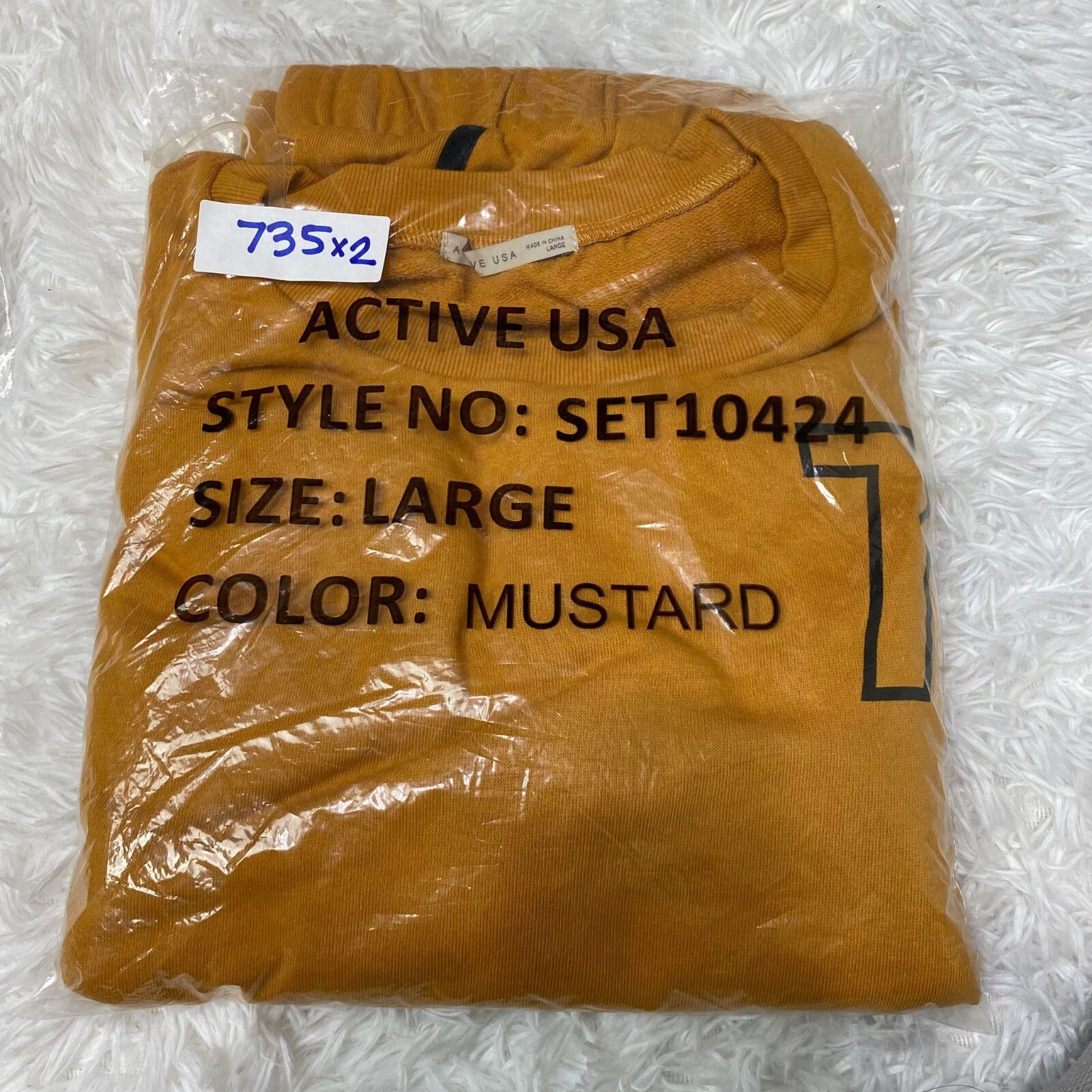 Active USA Women’s Oversized Crop Top & Shorts Terno – Size Large – Mustard